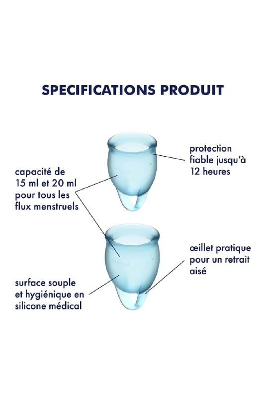 2 Coupes Mensturelles Satisfyer Light Bleu – Image 2