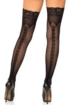 Bas Auto-Fixant Effet Couture Petits Noeuds