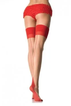 Bas Cubains Coutures Rouges Et Chair