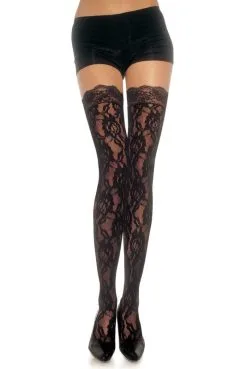 Bas Dentelle Glamour Motif Fleurs