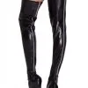 Bas Fetish Noirs Wetlook Effet Cuissardes ZiP