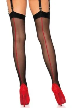 Bas Noir Couture Rouge Spandex