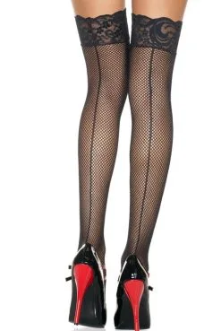 Bas Noir Résille Coutures Autofixants