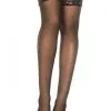 Bas Noirs Semi Opaques Large Jarretière