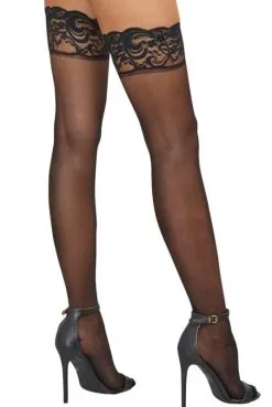 Bas Nylon Noirs Autofixants Jarretières Dentelle