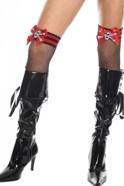 Bas Pirate Courts Résille Noir Autofixants