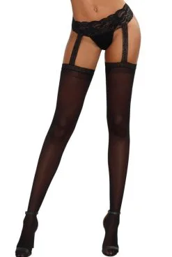 Bas Porte Jarretelles Dentelle Intégré Noir