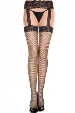 Bas Porte Jarretelles Noir Résille