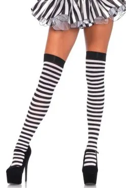 Bas Rayés Noir Et Blanc Grande Taille