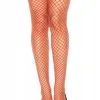 Bas Rouge Résille Filet Jarretières Dentelle Autofixants