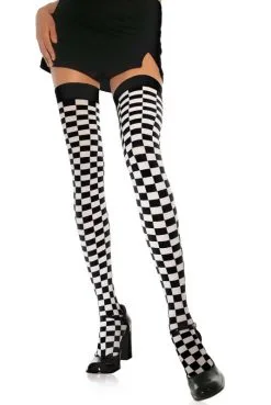 Bas Sexy à Damier Noir Et Blanc