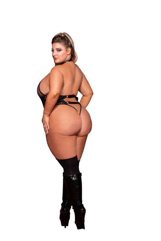 Body Fetish Grande Taille Résille Et Porte Jarretelles Simili Cuir Chainettes – Image 7