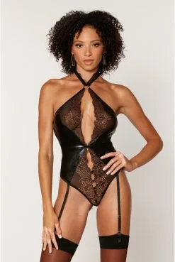 Body Fetish Wetlook Dentelle Porte Jarretelles