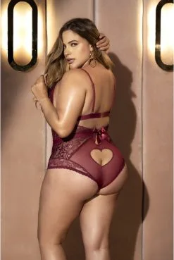 Body Grande Taille Dentelle Prune