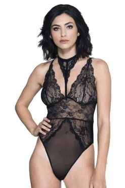 Body Noir Dentelle Et Maille Sexy