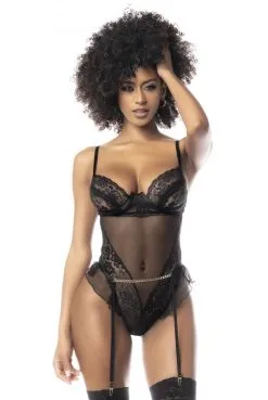 Body Sexy à Porte-jarretelles Et Chainettes Dorées