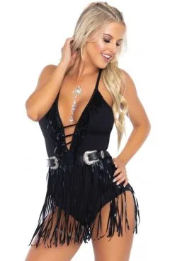 Body Sexy Noir à Franges