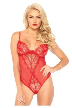 Body Sexy Rouge Dentelle Et Mesh
