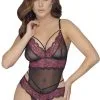 Body String Sexy Chic Dentelle Florale Bicolore Et Résille