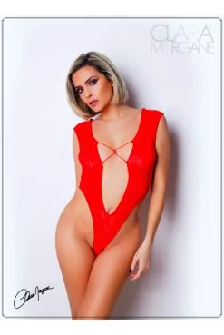 Body String Ultra Echancré Décolleté Vertige Résille Motif Dentelle