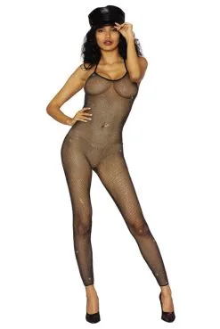 Bodystocking Combi Résille Noir Métallique Argentée