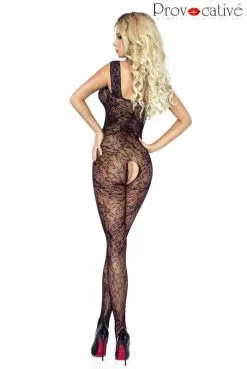 Bodystocking Combinaison Fleurs Ouverte Provocative