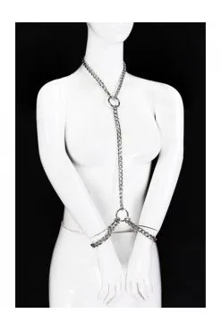 Chaine Argentée Collier Menottes Poignet