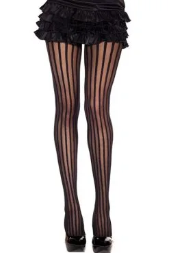 Collant Fantaisie Lignes Verticales Opaques
