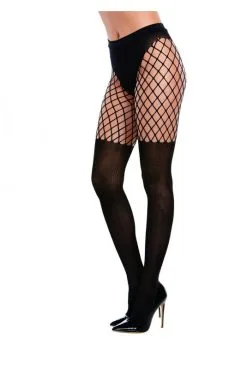 Collant Grand Filet Style Porte Jarretelles