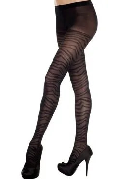 Collant Noir Effet Zèbre