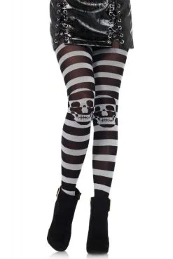 Collant Rayé Têtes De Mort
