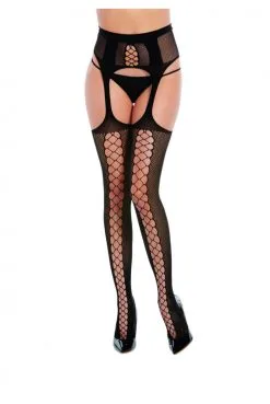 Collant Résille Réversible 2 En 1 Effet Porte Jarretelles