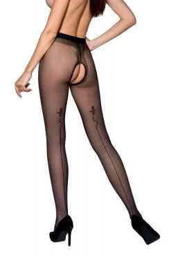 Collants Ouverts 20 Deniers Noir Passion