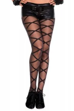 Collants Quadrillé Noir