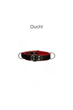 Collier Bondage Deluxe 3 Anneaux Rouge Et Noir