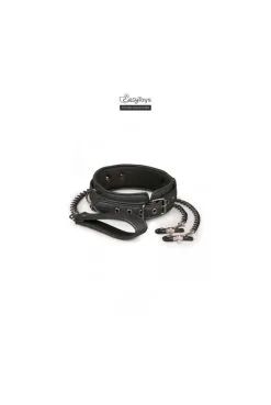 Collier Cuir Avec Chaînes De Seins Et Laisse By Easytoys Fetish Collection