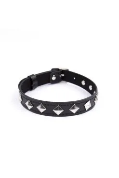 Collier Fetish Réglable Rivets Métal Carrés