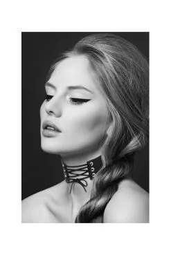 Collier Noir Ras De Cou Laçage Fetish