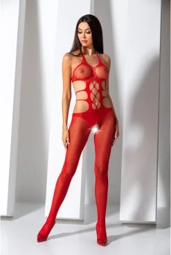 Combi Bodystocking Découpée Ouverte Rouge