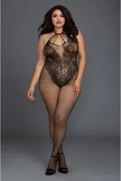 Combi BodyStocking Grande Taille Résille Style Body