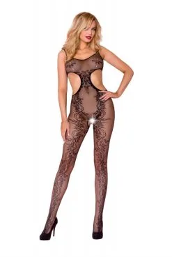 Combi BodyStocking Transparente Résille Noire