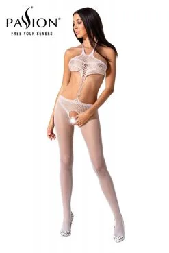 Combi Bodystocking Trikini Résille Blanche