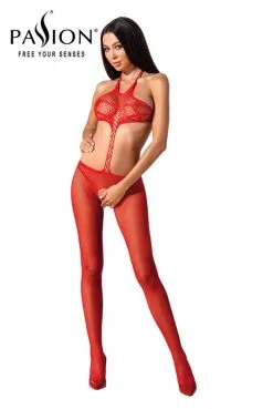 Combi Bodystocking Trikini Résille Rouge