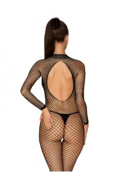 Combinaison Bodystocking Filet Manches Longues Noir