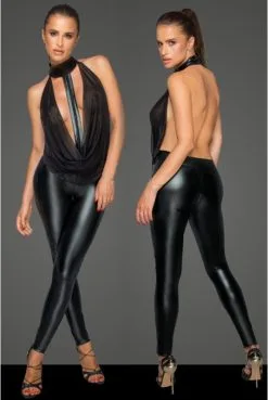 Combinaison Fetish Choker Wetlook Et Tulle