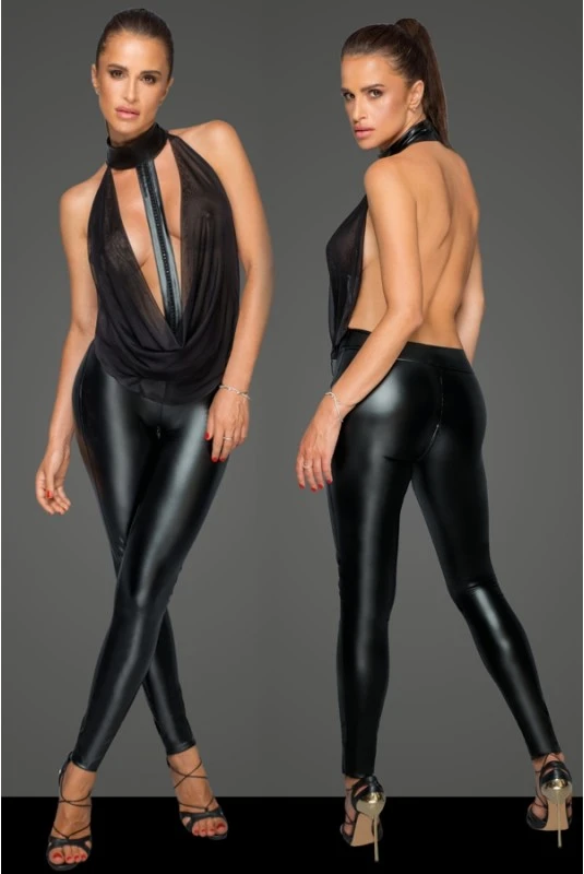 Combinaison Fetish Choker Wetlook Et Tulle