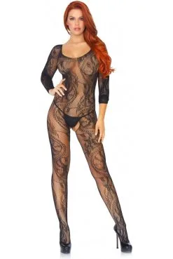 Combinaison Intégrale Résille Dentelle Florale Leg Avenue