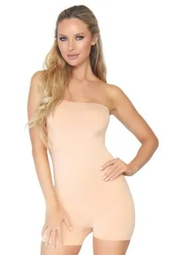 CombiShort Sans Bretelles Microfibre Opaque Sans Couture