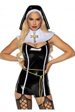 Costume Mini Robe Libertine Nonne Bonne Soeur Sexy
