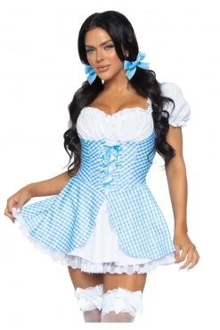 Costume Paysanne Vichy Blanc Et Bleu Sexy